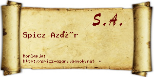 Spicz Azár névjegykártya